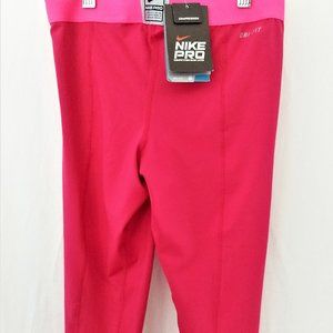NWT Nike Pro capri pants exercise active tights women S pink Athletic 392370